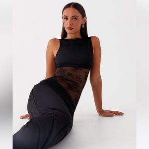 Peppermayo Black Lace Maxi Dress